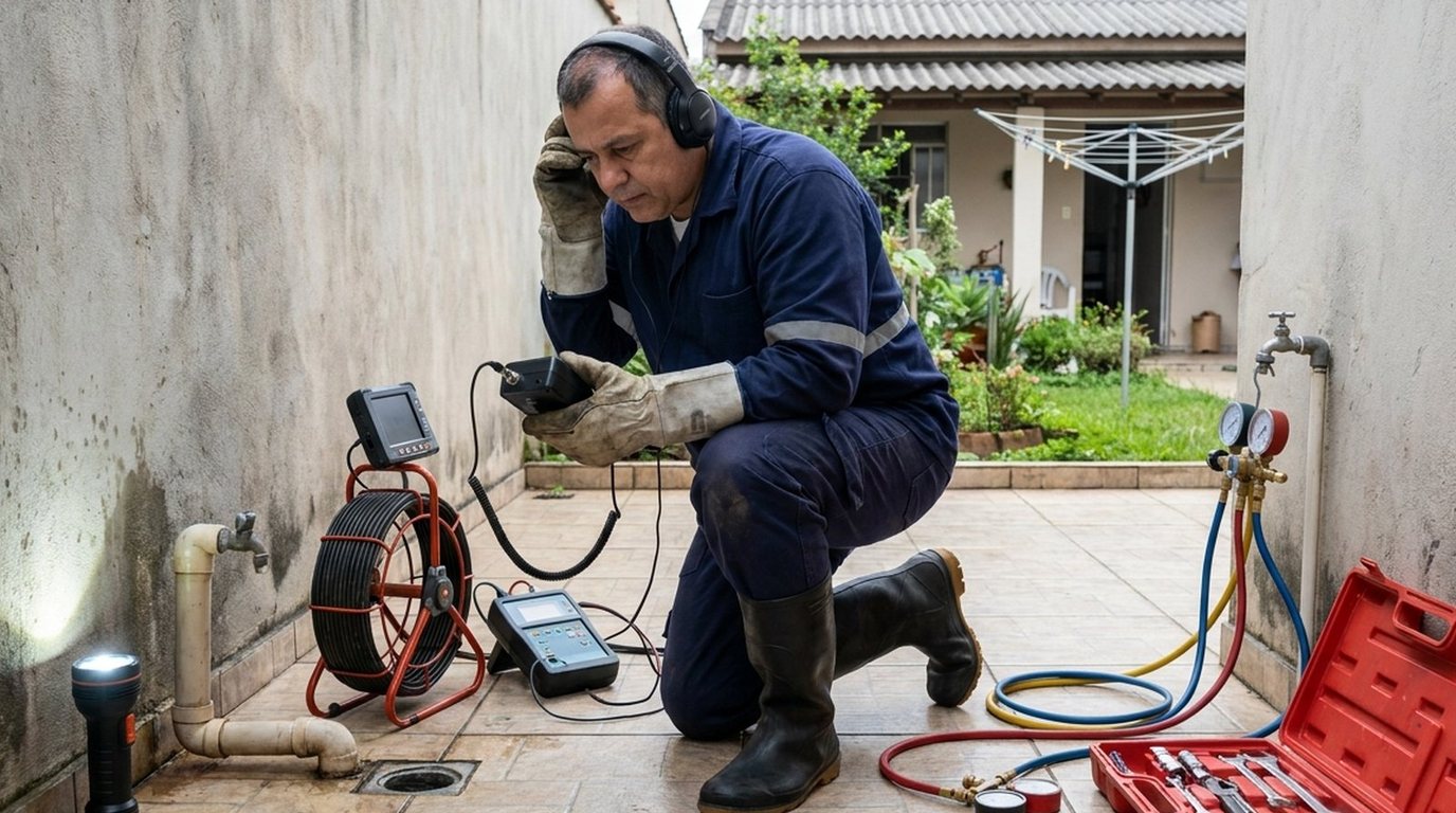 Caça infiltração com equipamento em Suzano-SP